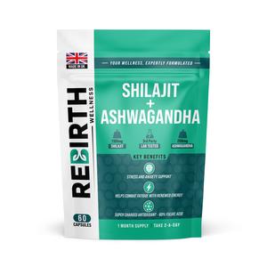 Shilajit & Ashwagandha - 60 Vegan Capsules - 1300mg per Serving - 60% Fulvic Acid - No Synthetic Fillers or Binders - Made in the UK Healthcare Natural Supplement complex supplements