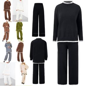 Fashion Luva Stripe details knitted co ord set loungewear set print tracksuit trouser top Pajama Nightwear Striped Plain Long Sleeve Longsleeves Pjs Homewear