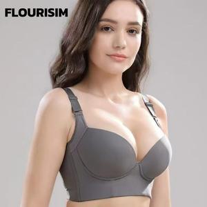 FLOURISIM  Bra push-up bra women's large sizehidden deep cup back  brafull underwear fat shaping Womenswear Comfort Bridal Basic round  bra
