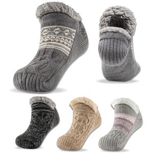 Mens & Ladies Sherpa Lined Slipper Socks 1 PK Super Soft Cosy Winter Lounge Socks Anti-Slip Grip Thick & Fluffy Unisex Bed Socks for Comfort Warmth Fleece Menswear Smooth Chunky Plush Long