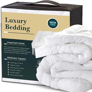 Sunshine Comforts Microfiber Mattress Topper 1500gsm Quilted Non- Allergenic Super Absorbent 10CM Thick Mattress Toppper Straps Washable Mattress Topper Double King Super King crunchy duvet Cotton Breathable Soft Washable Breathable mattresstopper