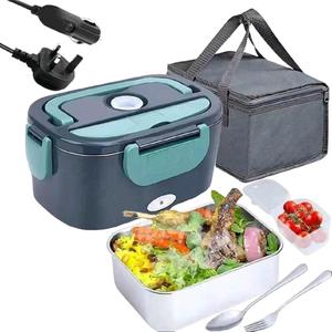 Leak Proof 1.5L 60W Electric Lunch Box  Food Warmer for Car and Home - Heating Microwave for Trucker's Lunch - Tableware Green