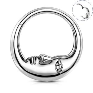 16G Moon Face Hinged Segment Titanium Septum Ring