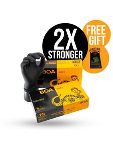 BOA PRO by Tough Glove - Box of 100 Gloves Strong Black Disposable Nitrile Gloves, Latex and Powder Free, Perfect for Mechanics, Industrial, Automotive, Tattooist, Salons Cleaning   2x Thicker than regular gloves, Chemical Resistant, Smart Phone