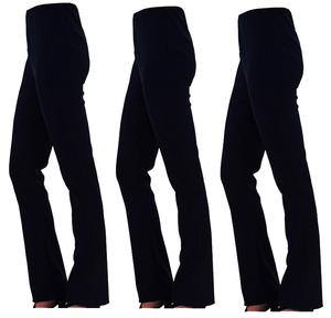 Fashion Luva BLACK Chic Comfort: Women's Ribbed Stretch Bootleg Trousers with Elasticated Waist - Trendy Bootcut Pants for Everyday Elegance Womenswear Bottom Style Lady Stretchy Basic Fits Minimalist