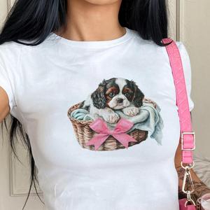 Cavalier King Charles Print T-Shirt - Womens Baby Tee - Salty Pixie