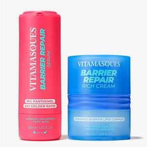 Vitamasques Barrier Repair Skincare Duo Set | Hydrating & Soothing Moisturiser + Serum | Sensitive Skin, Vegan, All Skin Types | Skin Repair & Protection | Made in Korea to reduce Redness in your Daily routine. Lightweight Moisture