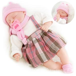 BiBi Doll Soft Sleeping Baby Doll Girl Toy Pink Tartan Design & Sounds 18" Bonnie Perfect Gift for Kids