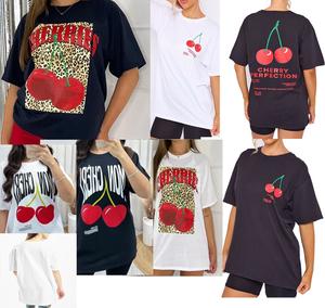 Fashion Luva Mon Short Sleeve CHERRIES Leopard Perfection Print In Plus Ladies Oversized Baggy Fit Slogan T-shirt Tee Tops Casual Comfort