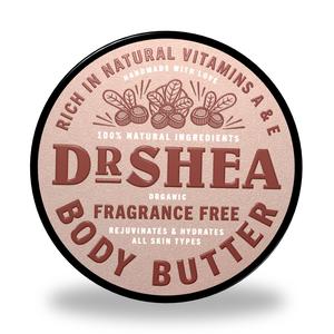 Organic Fragrance-Free Body Butter 200 ml - Dr Shea Moisturizing Cream - 100% Vegan- Hair & Skin Care - Shea Butter for Dry/Sensitive Skin - Lightweight - Skin Repair Lotions Moisturizer - Hydrating Un-Scented Cosmetic - Gentle Natural moisturiser
