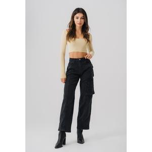 Seam Detail Cargo Pocket Jeans - Size 6 - 20 - Women’s Cargo Jeans, Pocket Jeans for Women , Loose Fit Cargo Jeans