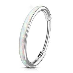 Oufer 20G Opal Hinged Segment Nose Hoop Ring in 316L Stainless Steel for Daily Wear with Elegant Design and Comfortable Fit