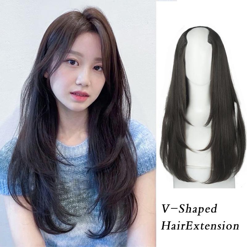 Tóc Nối Dài, Fanov, 20 Inch, Hình Chữ V, 4 Kẹp, Một Mảnh, Chất Liệu Tổng Hợp, Sợi Tóc Màu Đen Tự Nhiên