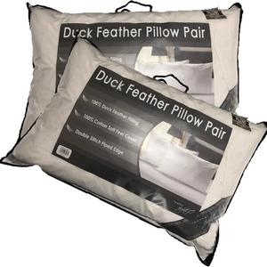 2 X 100% Luxury Duck Feather Pillows Hotel Quality Firm Support Extra Filling Anti Bacterial White Soft Back Support