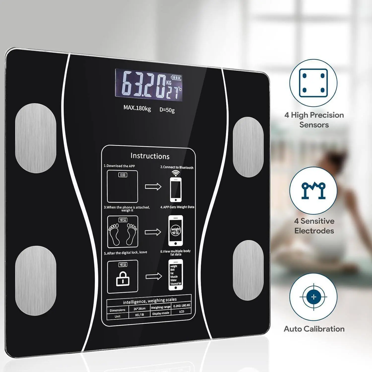 Digital Bathroom Scales Weighing LCD Electronic Body Fat BMI Monitor ...