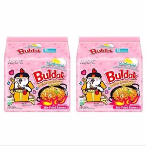 Halal Samyang Buldak Carbonara Flavour Ramen Noodles - Pack of 2x5 (10 Singles), Low Fat, Creamy and Rich Taste, Spicy and Cheesy - Cheese Garlic Food