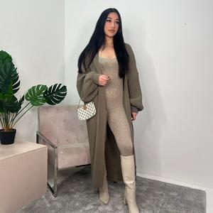 Balloon Sleeve Knitted Cardigan