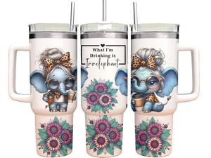 40oz Tumbler with straw- Elephant- what i'm drinking is Irrelephant funny - Personalised gift for her / him Vacuum flask drinking cup for hot and cold drinks