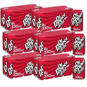 Dr Pepper Zero Sugar Can 330ml -Pack of 48 (2x24pk),  Sparkling Fruit Flavour Beverage Drink