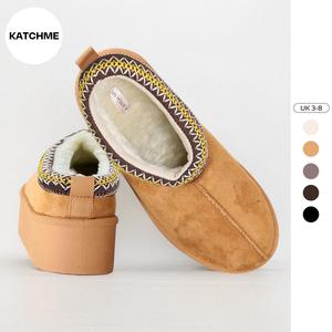 KatchMe Women's Versatile Textured Decor Inner Fleeced Rubber Thermal Slip-On,Walking Shoes for Women,Plain Shoes for Ladies,Comfortable Womenswear