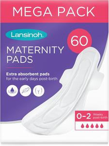 Maternity Pads After Birth Extra Absorbent with Wings - Pack of 60 - Leak Protection Ultra Long Slim Fit Postpartum Essential - Comfort