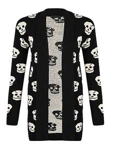 Fashion Luva Kids Girls Unisex Skull Skeleton Cardigan Knitted Halloween Open Cardigan