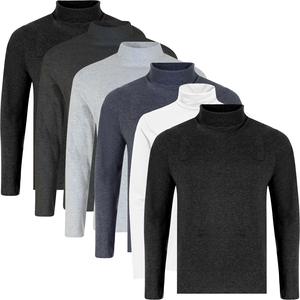 Mens 6 Pack Shirts Plain Roll Neck Basic T Shirt Top 100% Cotton Multi Pack Set Fabric Menswear