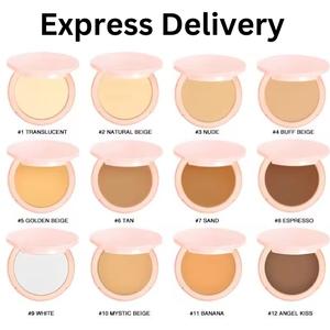 2024 Soft and Bright AirBrush BB Filter Pressed Powder & Concealer: Lightweight, Fine Line Fade, Long-Lasting Foundation Powder for a Radiant, Natural Look Makeup to Dark Skin Cosmetic