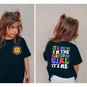 I'm The Birthday Girl "Hi" Front & Back Graphic Kids Tee