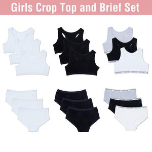 Girls Hipsters & Crop Top Brief Set 3 Pack Training Bra Underwear 8-13 Years