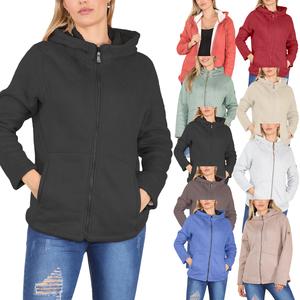 Ladies Sherpa Fleece Lined Hooded Jacket Women Padded Borg Full Zip Cardigan