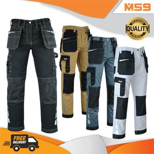 MS9 Men’s Premium Cargo Combat Holster Pockets  Trousers Menswear Simple High Quality Fabric E1 Trouser Stitch Pants Breathable Durable Comfortable White Black Brown Cotton