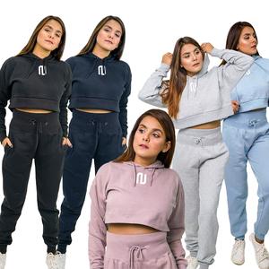 NOROZE Women’s Activewear Crop Top Hoodie,Jogger Pants, Comfortable Gym & Lounge Wear, Sportswear Outfit, UK Sizes 8-16 (NOTE:The Crop Top Hoodie and Joggers are SOLD SEPARATELY)