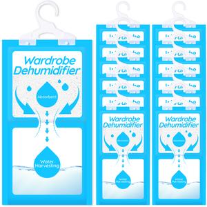 （12 Pack） Hanging Wardrobe Dehumidifier Bags, Condensation Remover, Moisture Absorber, Dehumidifiers for Damp Mould, Moisture in Wardrobe Bedroom Caravan Bathroom and Basement dehumidifier  bag dehumidifier  for dehumidifier  benefits dehumidifier  bags
