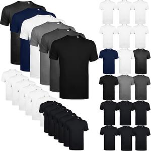 6 Pack Mens T-Shirt Short Sleeve Shirt Crew Neck Plain Assorted 100% Cotton Top Menswear Set Gym Fitness Running Multipack T Shirt