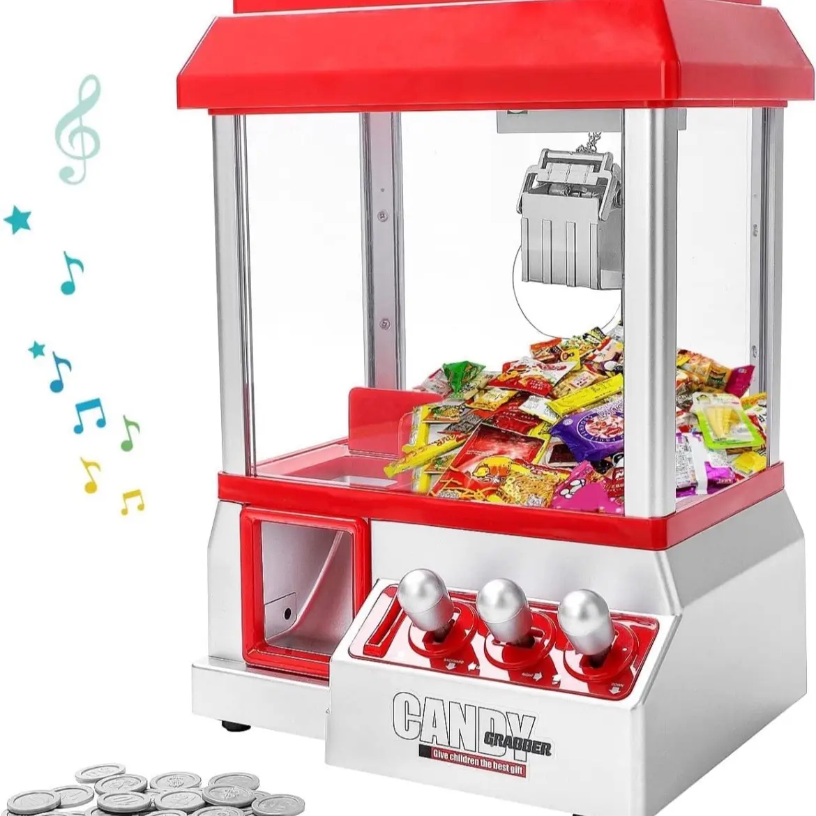 Candy Grabber Machine Refillable Music Mini Claw Machine with 20 Coins ...