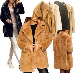 Fashion Luva Faux Sheepskin Coat Rabbit Faux Fur Jacket Suit Collar Fashion Mid-Length Jacket Warm Fur Blazer. ladies  coat