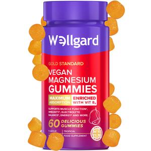 Wellgard Magnesium Gummies – Vegan Magnesium Gummies, Supports Sleep, Muscle, Immunity, Electrolyte Balance, and Energy Supplement, Quality of Sleeping Gummies