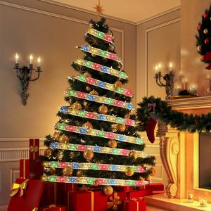 【ATRACTIVOLL】1/2PCS LED ribbon lights Christmas Tree decorative lights String DIY decorative lights for garden stairs for holiday parties Fairy Pack