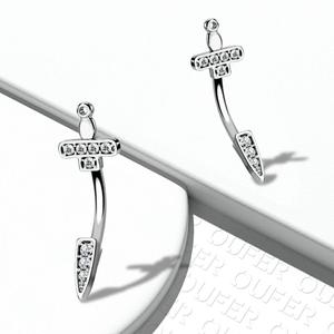 OUFER 16G Sword/Dagger CZ Curved Rook Earring Eyebrow Ring