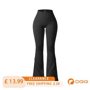 OQQ Women's High Waist Flared Pants Leg Zipper Side Slit Womenswear Bottom Comfortable Leggings Breathable
