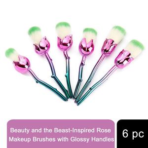 Beauty and the Beast-Inspired Rose Makeup Brushes with Glossy Handles