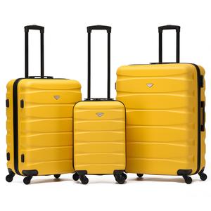Flight Knight Hard Shell ABS Medium, Large Check-In And Carry On Suitcases - SAFIR - Yellow/Black