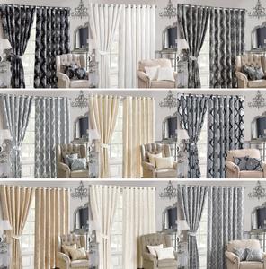 Luxury Heavy Jacquard Full Line Curtains with Tie Backs – Elegant Ring Top Eyelet Curtains for Living Room, Bedroom, or Office – Premium Design for a Sophisticated Look curtain  tiebacks