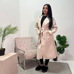 Ladies collar belted pocket lightweight jacket coat onesize uk 6-14