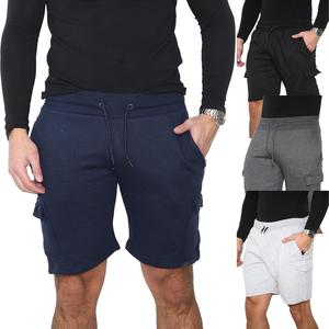 Mens Elasticated Jersey Plain Fleece Cargo Combat Fleece Jogging Shorts Gym Pant