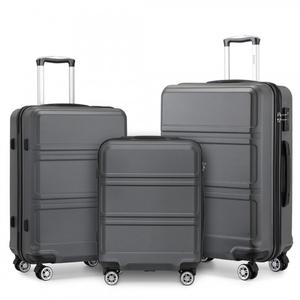 [MissLulu Bags] Sculpted Horizontal Design ABS 20/24/28'' Suitcase with TSA Lock - Grey