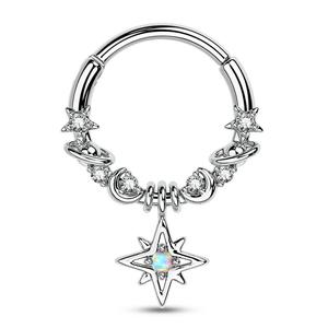 Dangle Star Planet Septum Ring Helix Silver Gold Jewelry Earrings