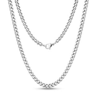 Silver Men's Curb Chain Necklace - Stainless Steel 3-15mm Widths, 14-30" Lengths - Jewellery for Men - Cuban Y2K