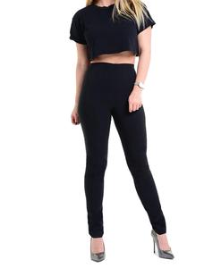 Fashion Luva New Women Girls high Waisted Elasticated Pull Up Tregging Trousers School Work Stretch Pants